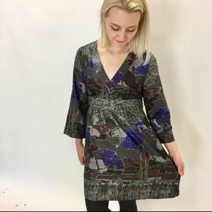 Kimono Style Tree Print Dress